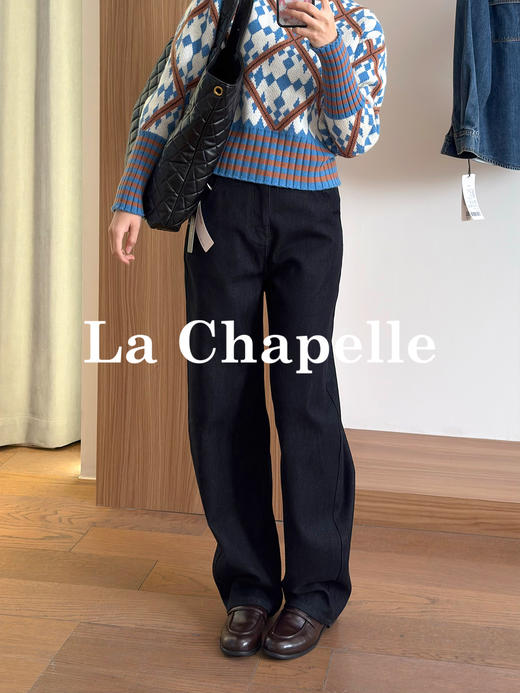 天猫同步【丹宁原色】拉夏贝尔/La Chapelle显瘦显高牛仔裤~垂感挺括有型直筒裤通勤时髦 商品图6