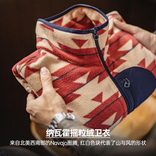 马登工装美式纳瓦霍摇粒绒卫衣抓绒软糯拉链开衫双面立领外套男春 商品图1
