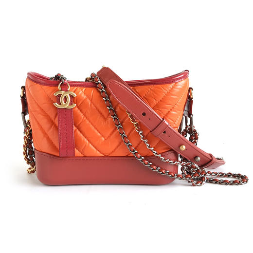【95新】CHANEL香奈儿Gabrielle系列A91810 Y83983 K1164小号红橘拼色V纹Gabrielle流浪包单肩斜挎包女士 311225AK19 商品图0