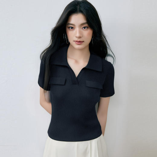 【商场同款】诗凡黎POLO天丝针织衫25秋新款老钱风短袖3G7131251 商品图2