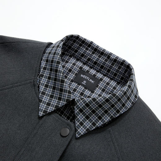 西遇格纹拼接假两件外套女2026年春季新款翻领宽松灰色夹克上衣10260020 商品图5