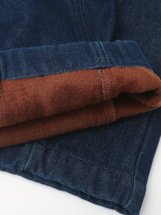 深藏青色高腰阔腿牛仔裤 立体褶裥宽松九分裤脚复古明线装饰通勤休闲日常百搭裤装 商品图3