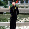 高端刺绣黑色丝绒加绒冬装国风中式长袖改良厚款女高级感旗袍SC22349 商品缩略图4