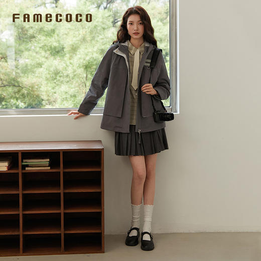 Famecoco范可儿风衣外套一手长连帽H型通勤休闲FAB6AV004 商品图3