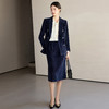 IWY/藏蓝色双排扣西装套装女秋冬气质丝绒职业装通勤套裙工作服24CS673 商品缩略图1