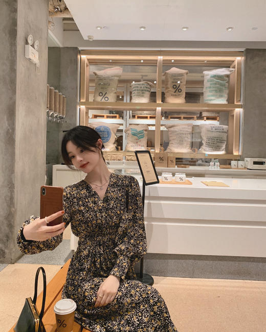 金蘑菇菇【Elina碎花系】长短款！秋冬氛围感复古碎花连衣裙 商品图8