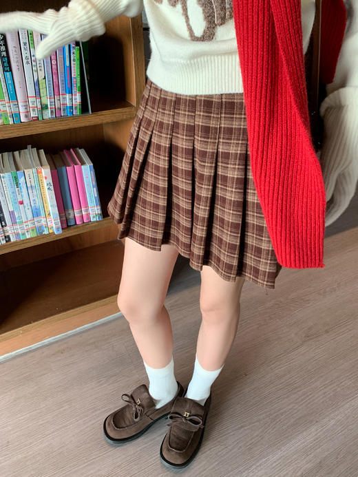 【129元任选2件】现货！学院风格子高腰a字短百褶裙 商品图9