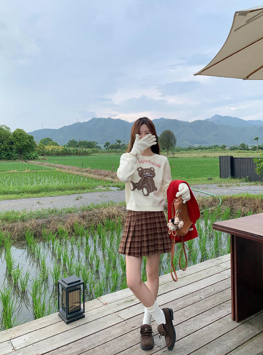 【129元任选2件】现货！学院风格子高腰a字短百褶裙 商品图8