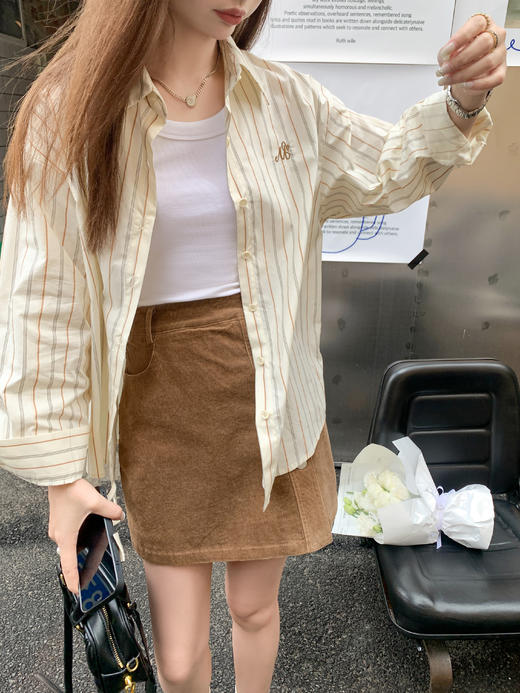 <曾小咸推荐>【149元任选2件】现货！韩系杏色条纹长袖 商品图5