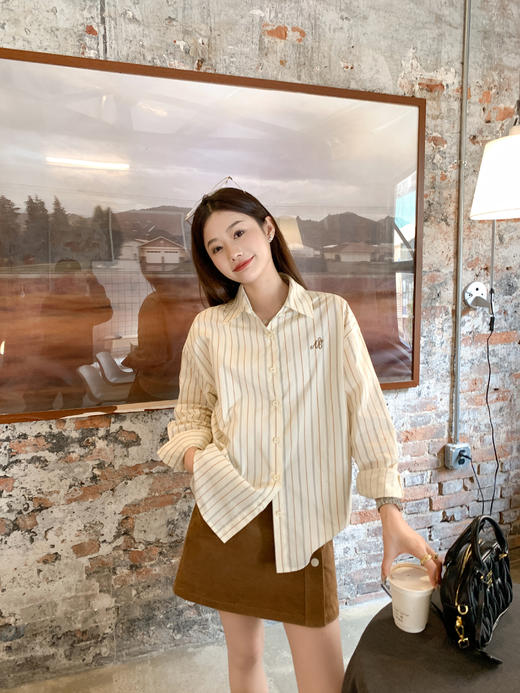 <曾小咸推荐>【149元任选2件】现货！韩系杏色条纹长袖 商品图9