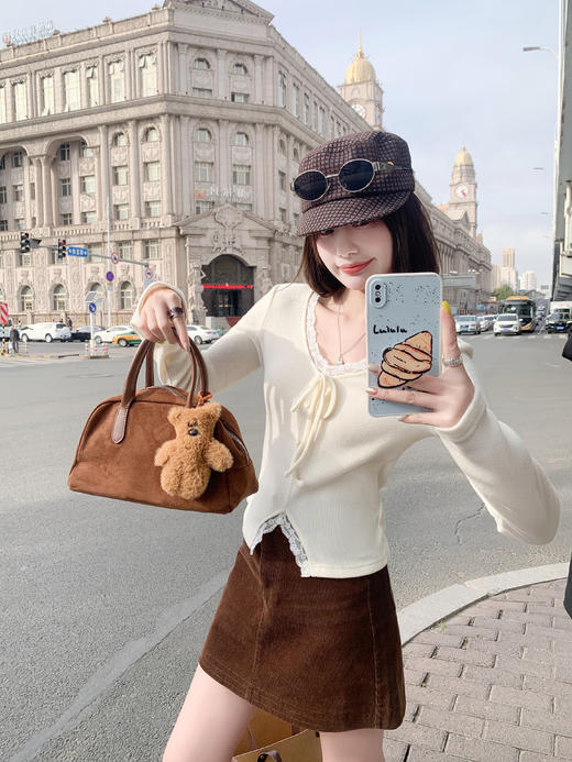 <曾小咸推荐>现货秒杀 ！微信超特价！韩系v领蕾丝边长袖 日常119.99 立减50 秒杀69.99！！ 商品图14