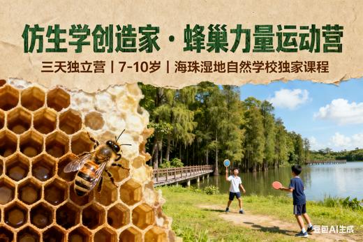 《仿生学创造家·蜂巢力量运动营》三天独立营｜7-10岁｜海珠湿地自然学校系列课程 商品图0