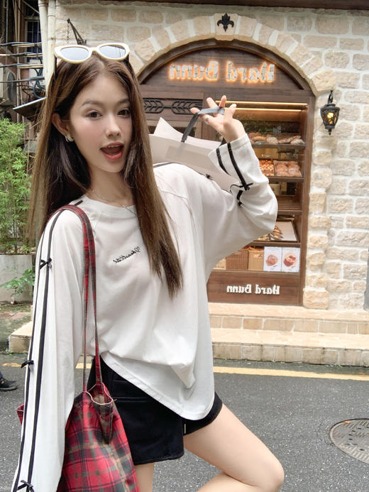 <曾小咸推荐>现货秒杀 ！微信超特价！蝴蝶结袖子长袖T 日常139.99 立减70 秒杀69.99！！ 商品图9