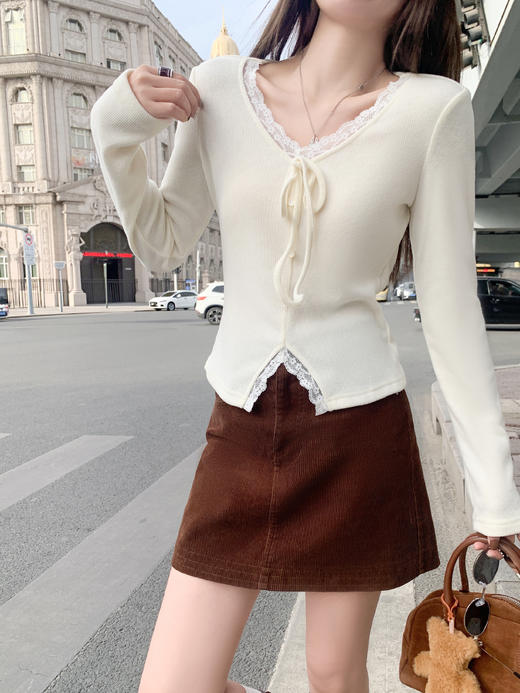 <曾小咸推荐>现货秒杀 ！微信超特价！韩系v领蕾丝边长袖 日常119.99 立减50 秒杀69.99！！ 商品图13