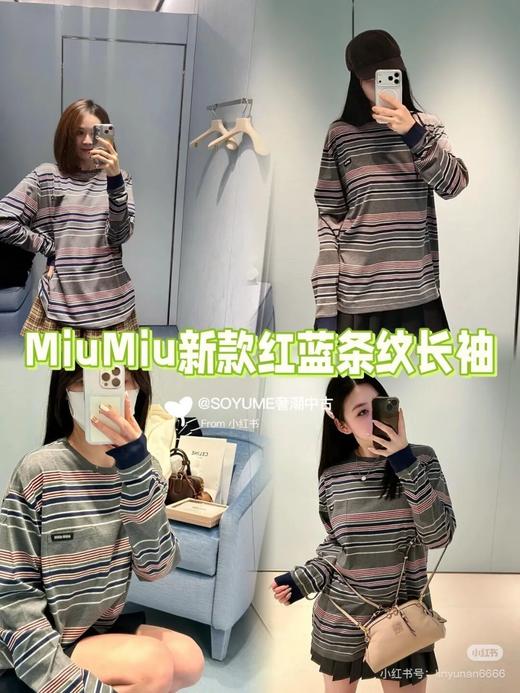 mi*mi|缪系~26早春红蓝条纹海报款料纯棉圆领长袖 商品图1