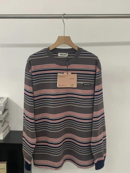 mi*mi|缪系~26早春红蓝条纹海报款料纯棉圆领长袖 商品图4