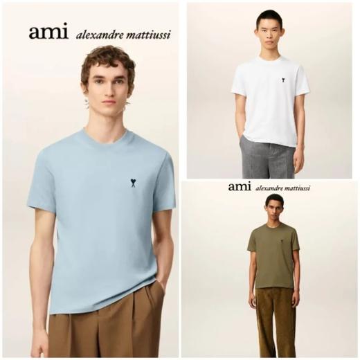 早春新款AMI短袖T恤马卡龙色系情侣款男女爱心宽松OS版型 商品图0