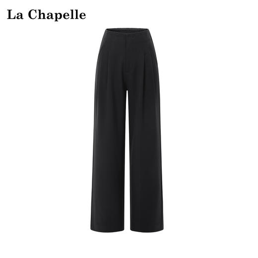 拉夏贝尔/La Chapelle垂坠有型！时尚暗扣压褶显瘦休闲裤宽松阔腿西裤 商品图1