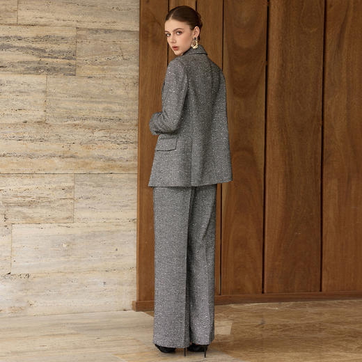 IWY/高级感灰色人字纹西装套装女秋冬羊毛职业装商务通勤两件套WCP369 商品图4