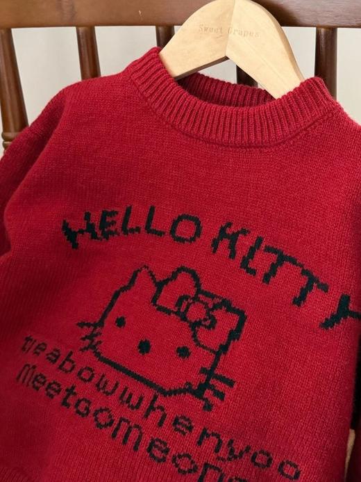 STT新年穿搭❗️【招cai猫】我的本命年限定新年氛围感毛衣❗️KT太懂少女心了，定制复古新年红，红色温柔又可爱，软糯亲肤，懒人穿搭 商品图7