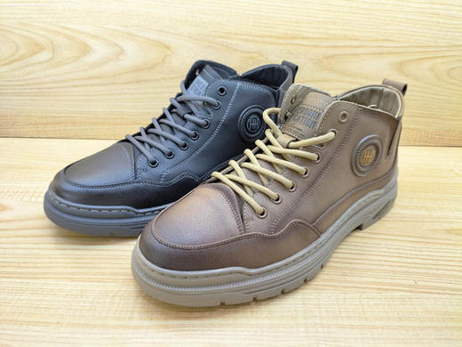 豪行2023秋冬新款13342092时尚潮男休闲皮鞋高帮单鞋男工装短靴子 商品图4