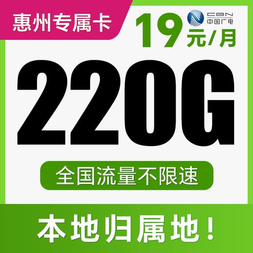 【支持5G高速】月月畅享220G不限速+100分钟！仅发广东惠州！念雪卡 商品图0