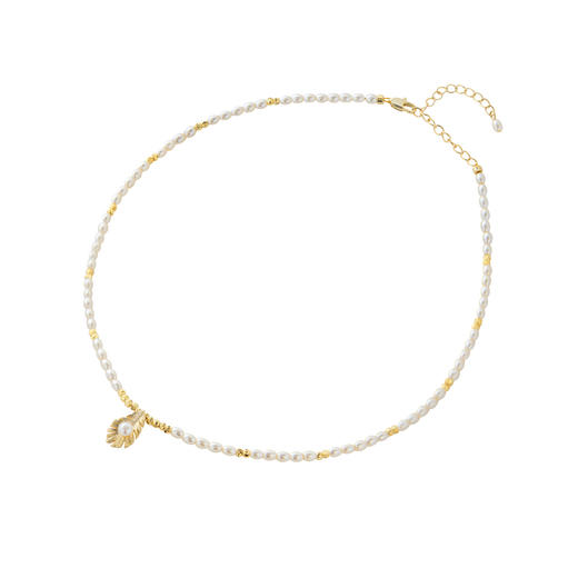 三彩2026新款羽毛镶嵌珍珠吊坠项链珍珠链小众吸睛轻奢约会简约女 商品图3