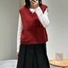 F010751马甲2025冬季新款时尚V领大口袋红色无袖羊毛马甲背心坎肩女 商品缩略图3
