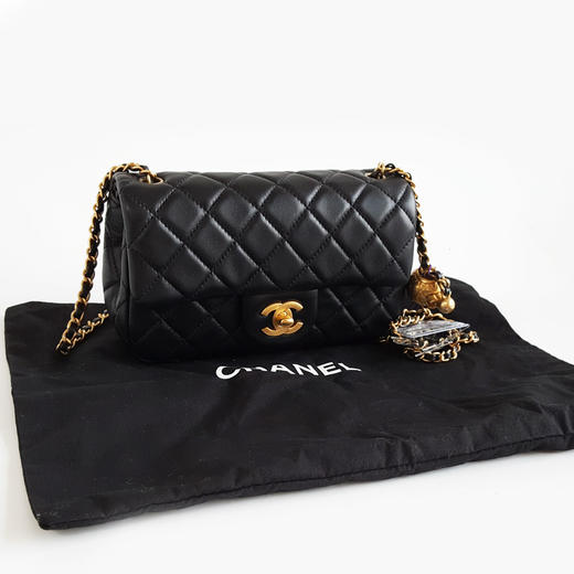 【95新】CHANEL香奈儿CF系列AS1787 B02916 94305黑金羊皮大mini金球CF链条包单肩斜挎包女士 301225NJS29 商品图1
