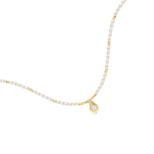 三彩2026新款羽毛镶嵌珍珠吊坠项链珍珠链小众吸睛轻奢约会简约女 商品图1