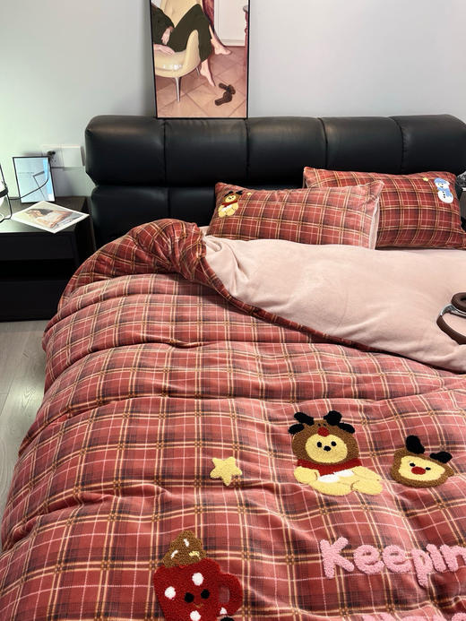 【清仓150元/套】【一套约7斤重】萌趣毛巾绣220g牛奶绒四件套【不支持退换货】 商品图3