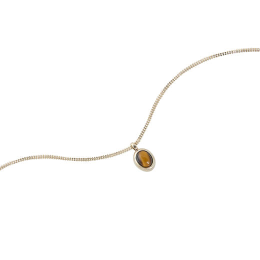 三彩2026新款虎眼石圆形吊坠镀咖啡金项链轻奢能量勇气小众通勤 商品图3