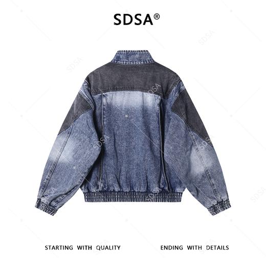 SDSA男士秋冬新款痞帅男装韩版撞色拼接立领牛仔夹克外套百搭宽松 商品图4