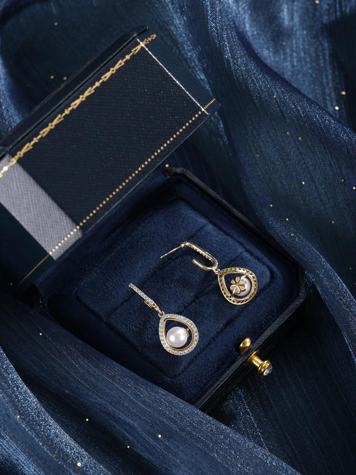 子佩集【潮汐之吻】银S925珍珠惜王妃耳钉【XXED007】6mm珠镀金水滴2601 商品图5