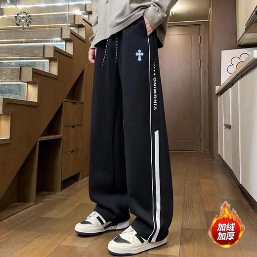 F010776新款两色高品质串标相拼加绒加厚休闲运动长裤 商品图8