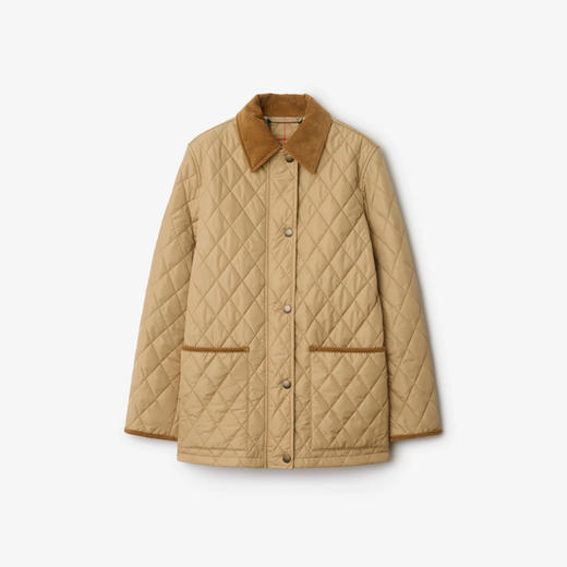BURBERRY 巴宝莉 女士马术骑士设计标签绗缝尼龙谷仓夹克棉服 驼色 8107464 C1544 商品图0