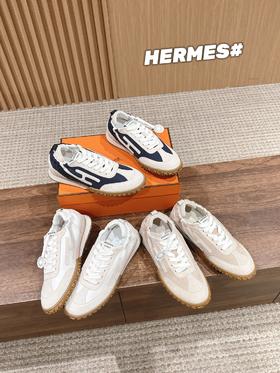 爱马仕jet系列麂皮德训鞋 运动鞋  原版购入开发 H家运动鞋 镂孔柔软麂皮山羊皮运动鞋（ZX*DBG)