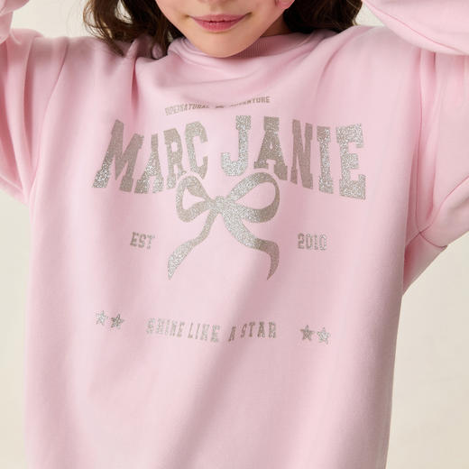 马克珍妮烫金蝴蝶结女童甜酷软卫衣2026年春装新款560079 商品图2