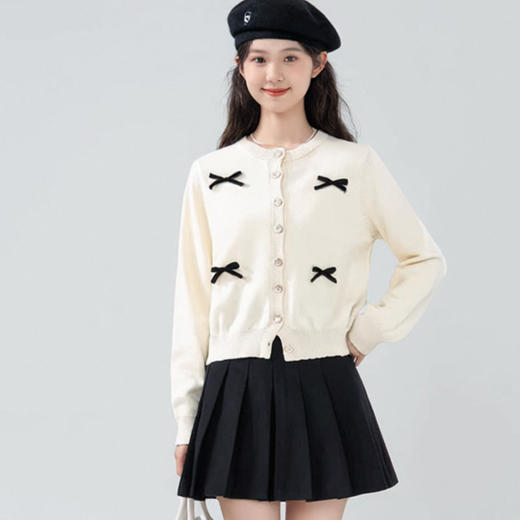 奢姿大码女装2025冬季针织减龄蝴蝶结圆领两件套胖妹妹时尚套装9954954031AB 商品图3