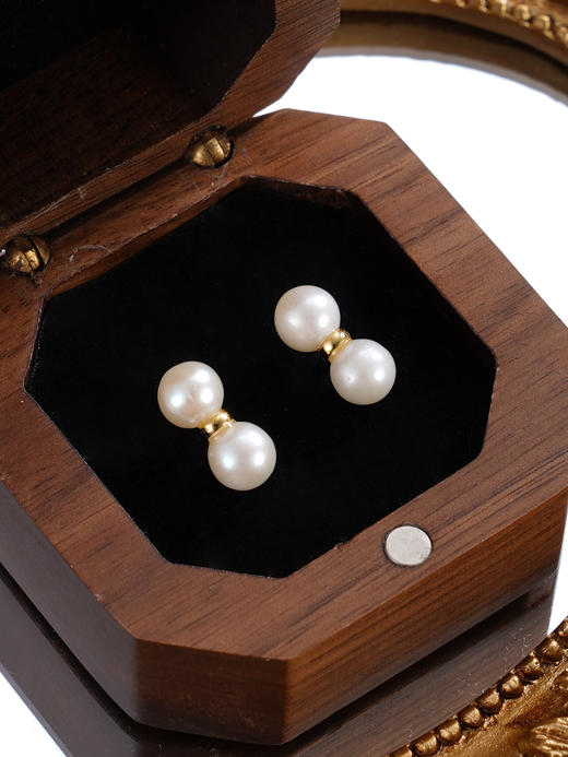 子佩集【皓月女神】银S925珍珠惜王妃耳钉【SGE0310004】5.5mm珠镀金锤子2601 商品图2