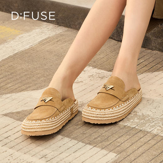 Dfuse迪芙斯2026春季新款包头编制手工感麻线鞋底穆勒拖鞋半包头拖鞋女鞋DFE1110074 商品图0