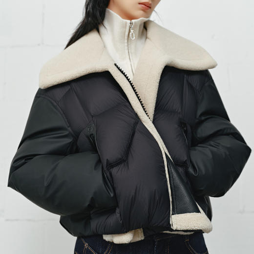 NEELLY纳俪商场同款冬季新款时尚大翻领帅气羽绒服女宽松短款外套N25112L01132 商品图2