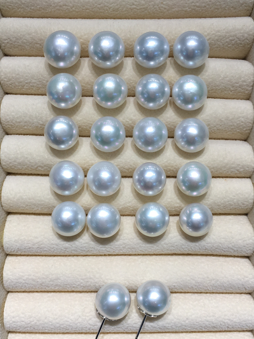 【私席真珠·新年盛宴】一口价·11-12mm澳白馒头 S925银镶澳白珍珠耳针