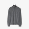 BURBERRY 巴宝莉 男士马术骑士徽标刺绣羊绒混纺半拉链针织衫 灰色 8112132 A1345 商品缩略图0