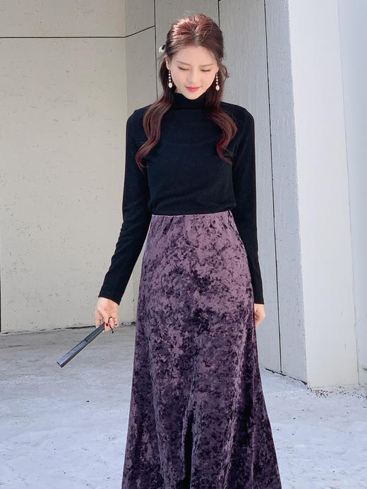 【百图lulu定制】【墨染鱼尾裙】新中式 水墨提花 加绒 鱼尾半裙 商品图14