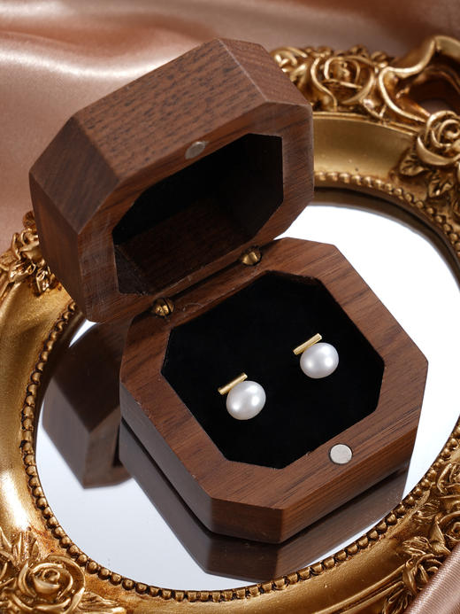 子佩集【阿芙柔光】银S925珍珠惜王妃耳钉【SGE0290013】7mm珠镀金一字巴洛克2601 商品图2