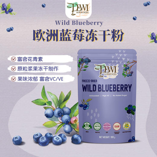 【新品】Dewi黛维欧洲蓝莓冻干粉高花青素全果营养进口天然冲饮 商品图0