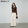 NEELLY纳俪商场同款冬季新款时尚休闲米白阔腿裤女百搭慵懒长裤N25114H06658 商品缩略图0