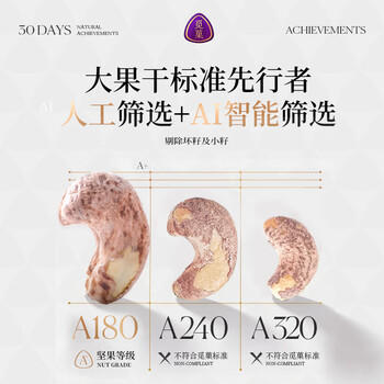 觅菓（miguo）越南A180紫衣大腰果腰仁低温烘焙淡盐味坚果炒货休闲零食500g/罐 商品图5