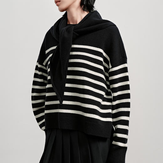 NEELLY纳俪商场同款冬季新款条纹休闲通勤针织衫女亲肤时髦上衣N25112A01123 商品图2